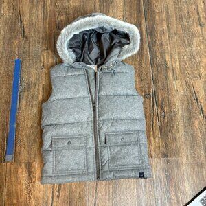 Janie and Jack grey fur hooded puffer vest